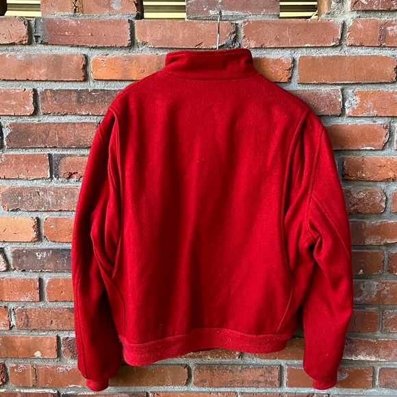 Vintage English Squire Red Wool Bomber Jacket Size 40 - Picture 4 of 8